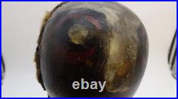 Early Primitive Folk Art Wooden Bedpost Doll Figure w Dress Original Old Paint