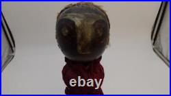 Early Primitive Folk Art Wooden Bedpost Doll Figure w Dress Original Old Paint