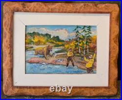 Ed Larson Folk Art painting circa 2000 Ed Larson Folk Art painting circa 2000