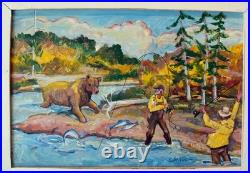 Ed Larson Folk Art painting circa 2000 Ed Larson Folk Art painting circa 2000