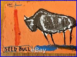 Edward Goss Original Painting Seed Bull 506 outsider Pop Folk brut art