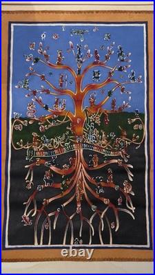 El Árbol de la Vida Folk Art Painting on Leather by A. Talamantez Village El Árbol de la Vida Folk Art Painting on Leather by A. Talamantez Village