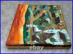 El Salvador Rommel L South American Naive Folk Art Oil Painting Spanish Village