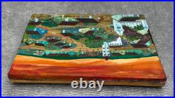El Salvador Rommel L South American Naive Folk Art Oil Painting Spanish Village