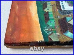 El Salvador Rommel L South American Naive Folk Art Oil Painting Spanish Village