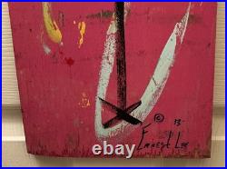 Ernest Chicken Man Lee Folk Art Painting On Wood Dancing Chicken