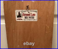 Ernest Chicken Man Lee Folk Art Painting On Wood Dancing Chicken