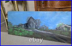 Ernest Lee Folk Art Original Painting Barn Farm Chicken Man South Carolina 6 Ft
