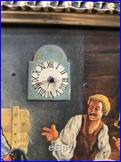 Erotic German Swiss Continental Watch Clock Novelty Wall Folk Art Painting