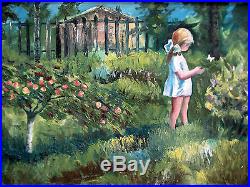Estate Original Russian Oil Canvas Painting Sivukhin Girl Summer Folk Naive Art