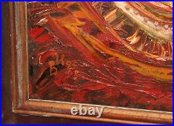 Expressionist woman with folk costume portrait oil painting signed