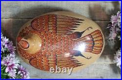Exquisite Dove Pot Hand Painted Handmade Tonala Mexican Folk Art Barro Bruñido