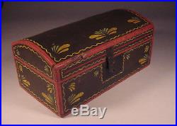 Exuberantly Decorated 19th Century Paint Decorated Dome Top Box, Trunk Folk Art