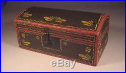 Exuberantly Decorated 19th Century Paint Decorated Dome Top Box, Trunk Folk Art