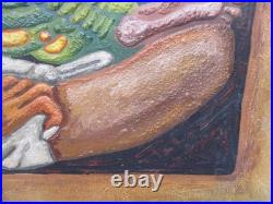 FELIPE ISLAS Mexican Embossed Oil Painting Signed (Unframed) 16 X 24