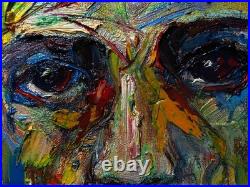 FEMALE PORTRAIT OIL? PAINTING GIRL? CUBISM ART? POP SIGNED VINTAGE ORIGINAL 16 x12