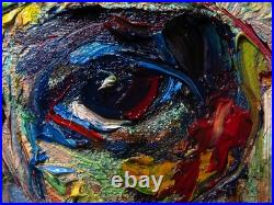 FEMALE PORTRAIT OIL? PAINTING GIRL? CUBISM ART? POP SIGNED VINTAGE ORIGINAL 16 x12