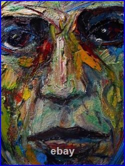 FEMALE PORTRAIT OIL? PAINTING GIRL? CUBISM ART? POP SIGNED VINTAGE ORIGINAL 16 x12