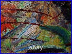 FEMALE PORTRAIT OIL? PAINTING GIRL? CUBISM ART? POP SIGNED VINTAGE ORIGINAL 16 x12