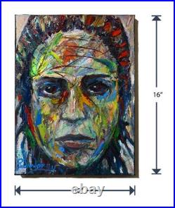FEMALE PORTRAIT OIL? PAINTING GIRL? CUBISM ART? POP SIGNED VINTAGE ORIGINAL 16 x12