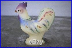 FENTON LARGE SATIN HAND PAINTED FOLK ART STANDING ROOSTER SIGNED D Thorton