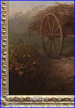 FERDINAND MAROHN (fl. 1839-1865) ANTIQUE SIGNED OIL RURAL FRENCH FOLK SCENE