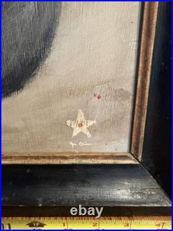 FOLK ART Mermaid Whale painting Maritime, Nautical Flag/France, signed Decor