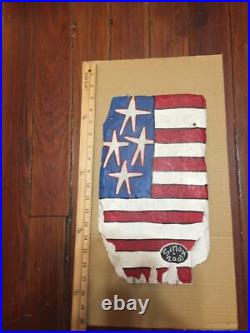 FOLK ART New Orleans Outsider Flag Sign by Simon painting on Slate Signed