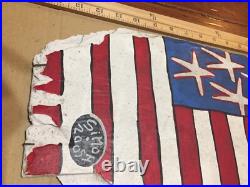 FOLK ART New Orleans Outsider Flag Sign by Simon painting on Slate Signed