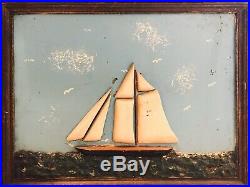 Fabulous Antique New England Folk Art Diorama Sailing Ship Victorian Nautical