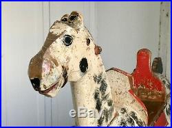 Fabulous Early Aafa Antique Folk Art Dapple Toy Rocking Horse Original Paint