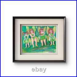 Fairies Of All Sizes Original Expressionism Acrylic Abstract Canvas 11x14