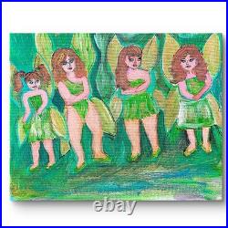 Fairies Of All Sizes Original Expressionism Acrylic Abstract Canvas 11x14