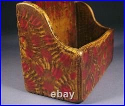 Fancy Paint Decorated Grain Painted Wall Box Candle Box Folk Art