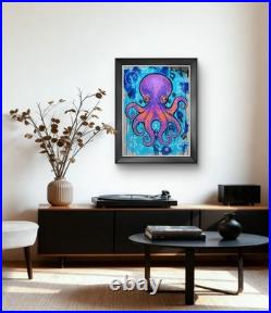 Faris Art Octopus Trouble 16x20 Neo Expressionism Artwork on Canvas
