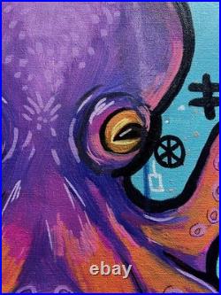 Faris Art Octopus Trouble 16x20 Neo Expressionism Artwork on Canvas