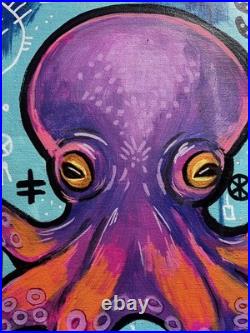 Faris Art Octopus Trouble 16x20 Neo Expressionism Artwork on Canvas