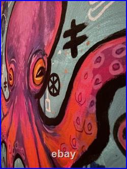 Faris Art Octopus Trouble 16x20 Neo Expressionism Artwork on Canvas