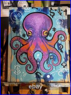 Faris Art Octopus Trouble 16x20 Neo Expressionism Artwork on Canvas