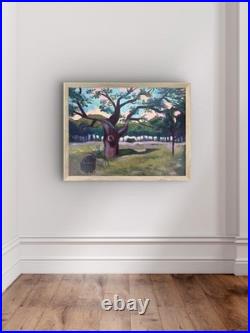 @FearlessPaints Landscape Camping Tree 18x24 Canvas Fine Art Original Painting