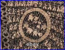 Felix Venencio 46.5 Long Vintage Agamate Bark Paper Latin Folk Art Painting