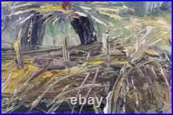 Fine Mid Century Folk Art Haitian Ox Oil Painting Signed Illegible