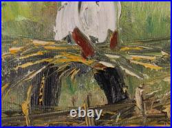 Fine Mid Century Folk Art Haitian Ox Oil Painting Signed Illegible