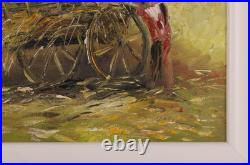 Fine Mid Century Folk Art Haitian Ox Oil Painting Signed Illegible