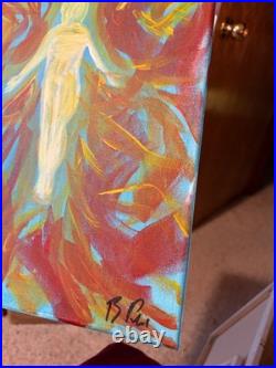 Flying Through Fire Figurative Abstract Expressionist Art Painting 14x11 canvas