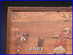 Folk Art Americana Revolutionary War Molly Pitcher Relief Carved Wood Painting