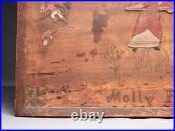 Folk Art Americana Revolutionary War Molly Pitcher Relief Carved Wood Painting