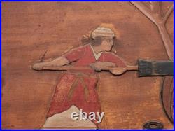 Folk Art Americana Revolutionary War Molly Pitcher Relief Carved Wood Painting