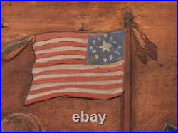 Folk Art Americana Revolutionary War Molly Pitcher Relief Carved Wood Painting