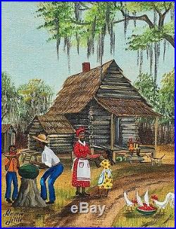 Folk Art Black Americana Painting By Artist Almarie Pittman Little. Signed
